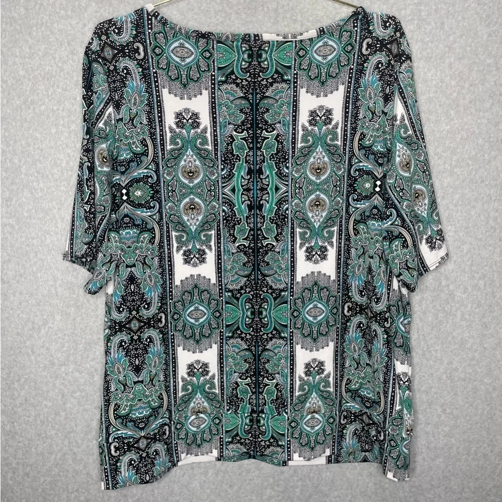 SET Chico’s Traveler’s Paisley Palooza Crop Wide Leg Pants and Top SET - Picture 11 of 12